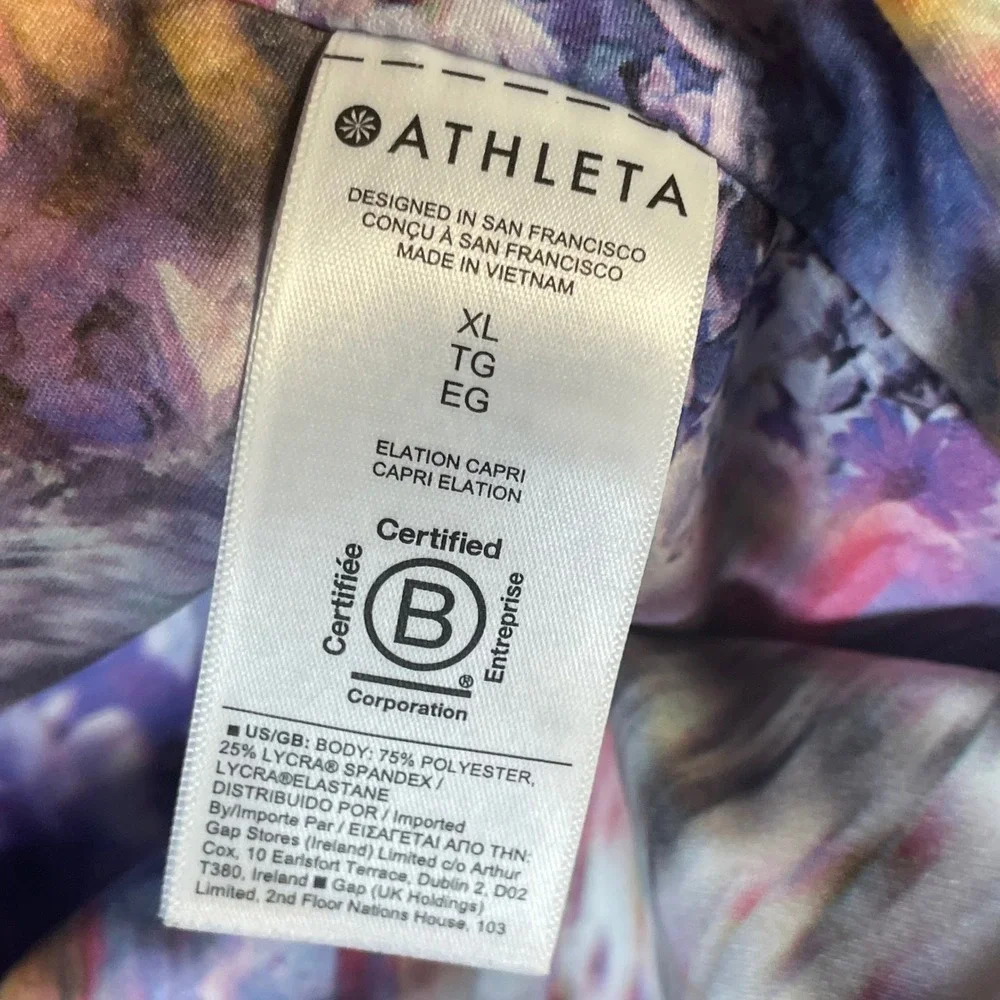 Athleta Elation Capri Leggings Women's XL Botanical Floral Print Workout Yoga - Picture 6 of 9